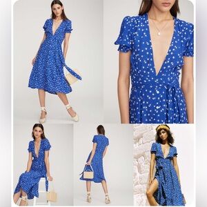 Faithfull the Brand Blue Floral Midi Dress